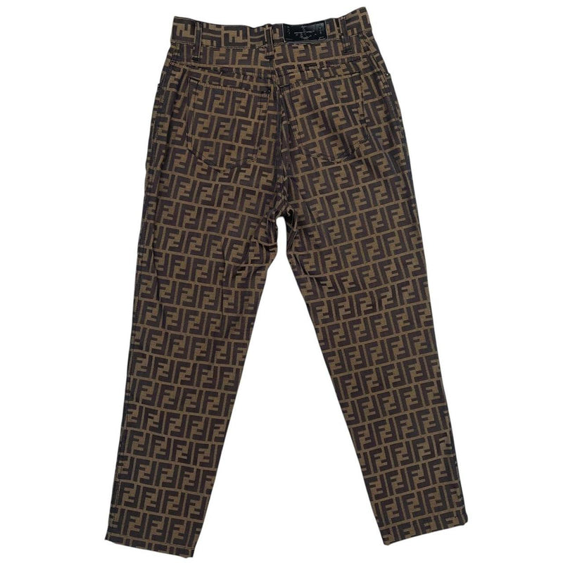 Vintage 90s Fendi Brown Zucca Monogram High Waisted Jeans