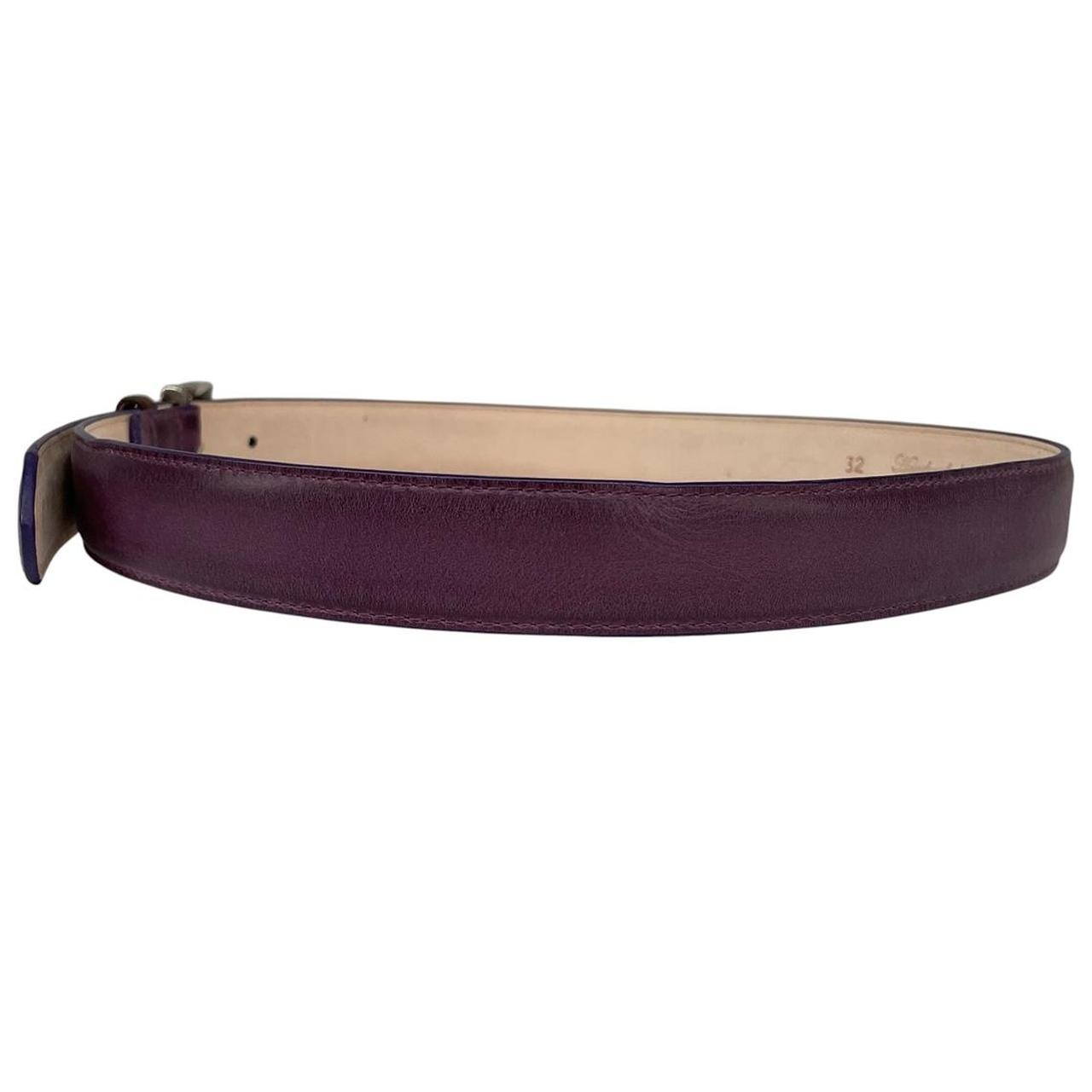 Paul Smith purple leather belt handcrafted in Spain with subtle storage marks.
