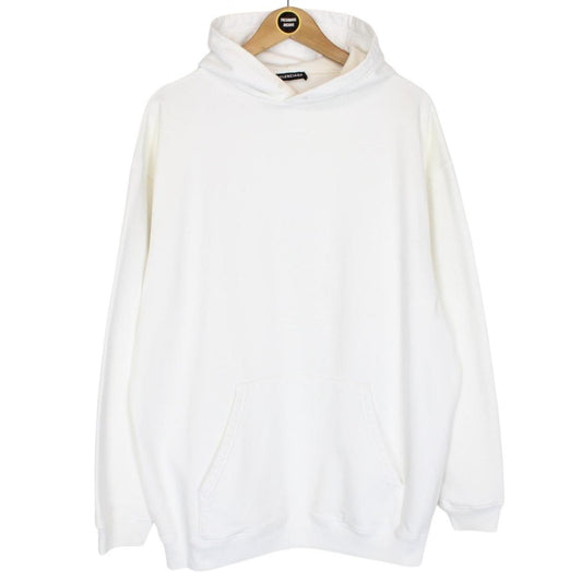 Balenciaga White and Black Back Logo Print Oversized Hoodie