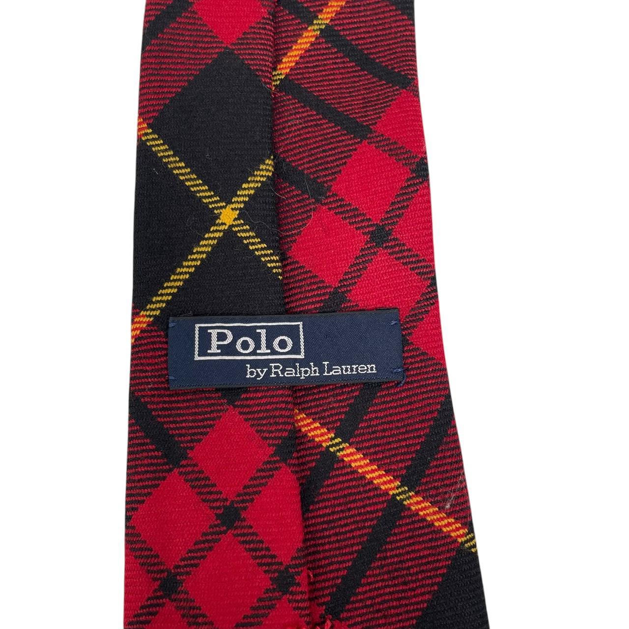 Vintage Polo Ralph Lauren Red and Black Tartan Check Wool Tie