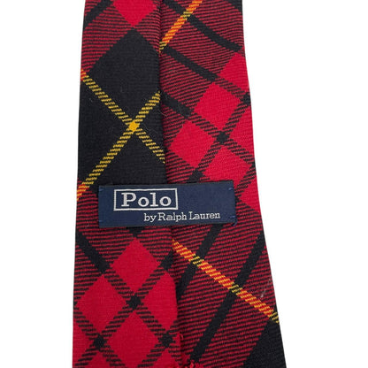 Vintage Polo Ralph Lauren Red and Black Tartan Check Wool Tie