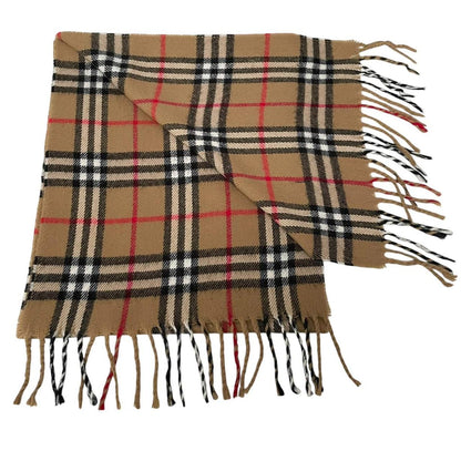 Vintage 90s Burberry Tan Brown Nova Check Lambswool Scarf