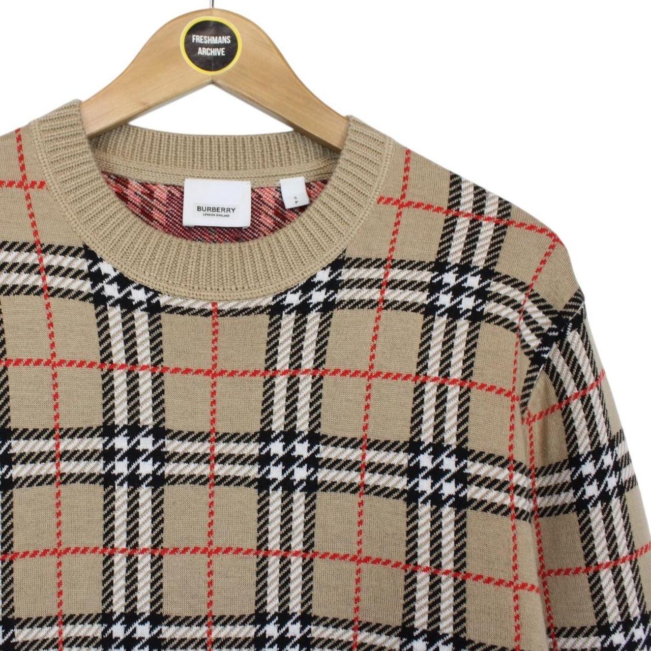 Burberry Tan Brown Nova Check Merino Wool Jumper