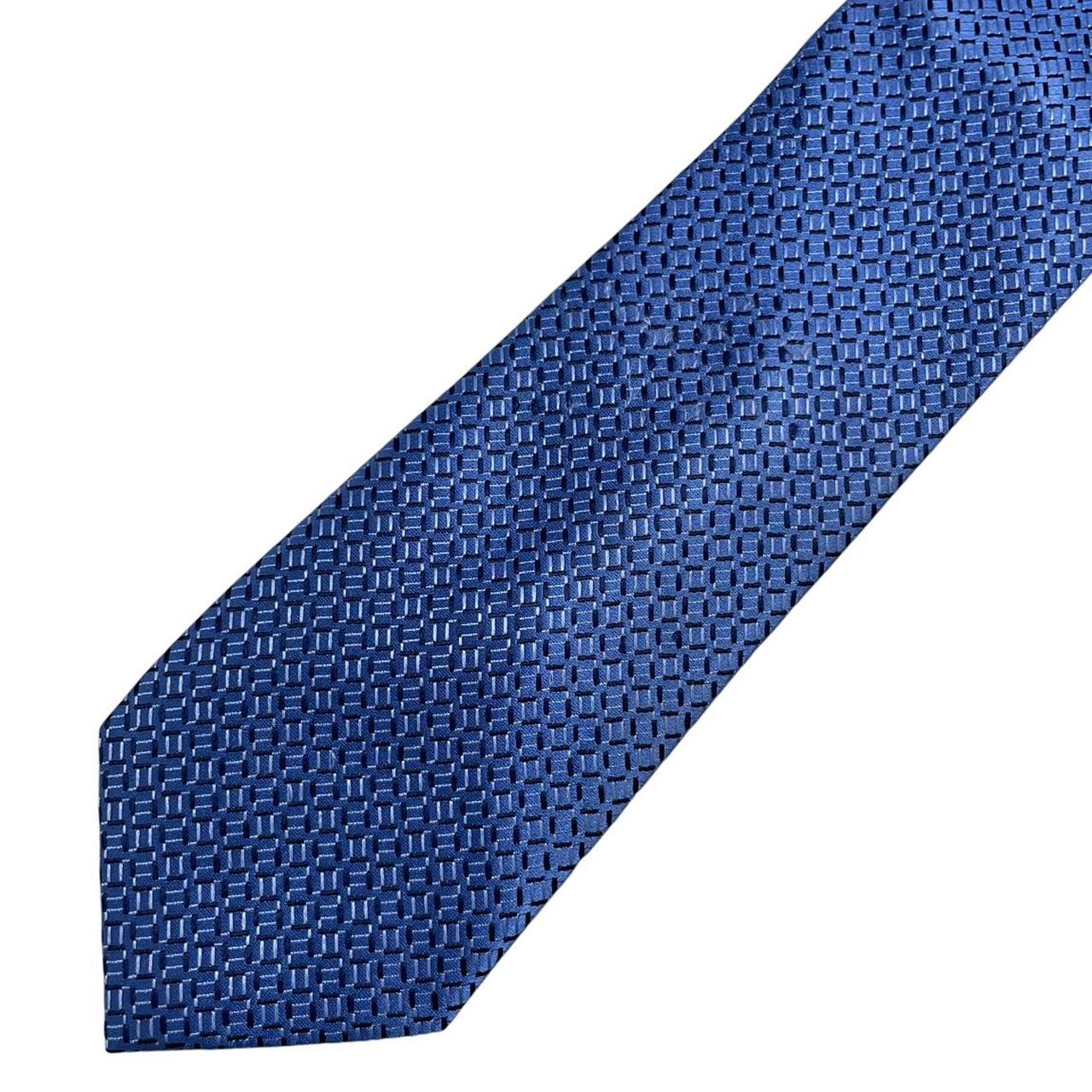 Michael Kors Blue Geometric Pattern Silk Tie