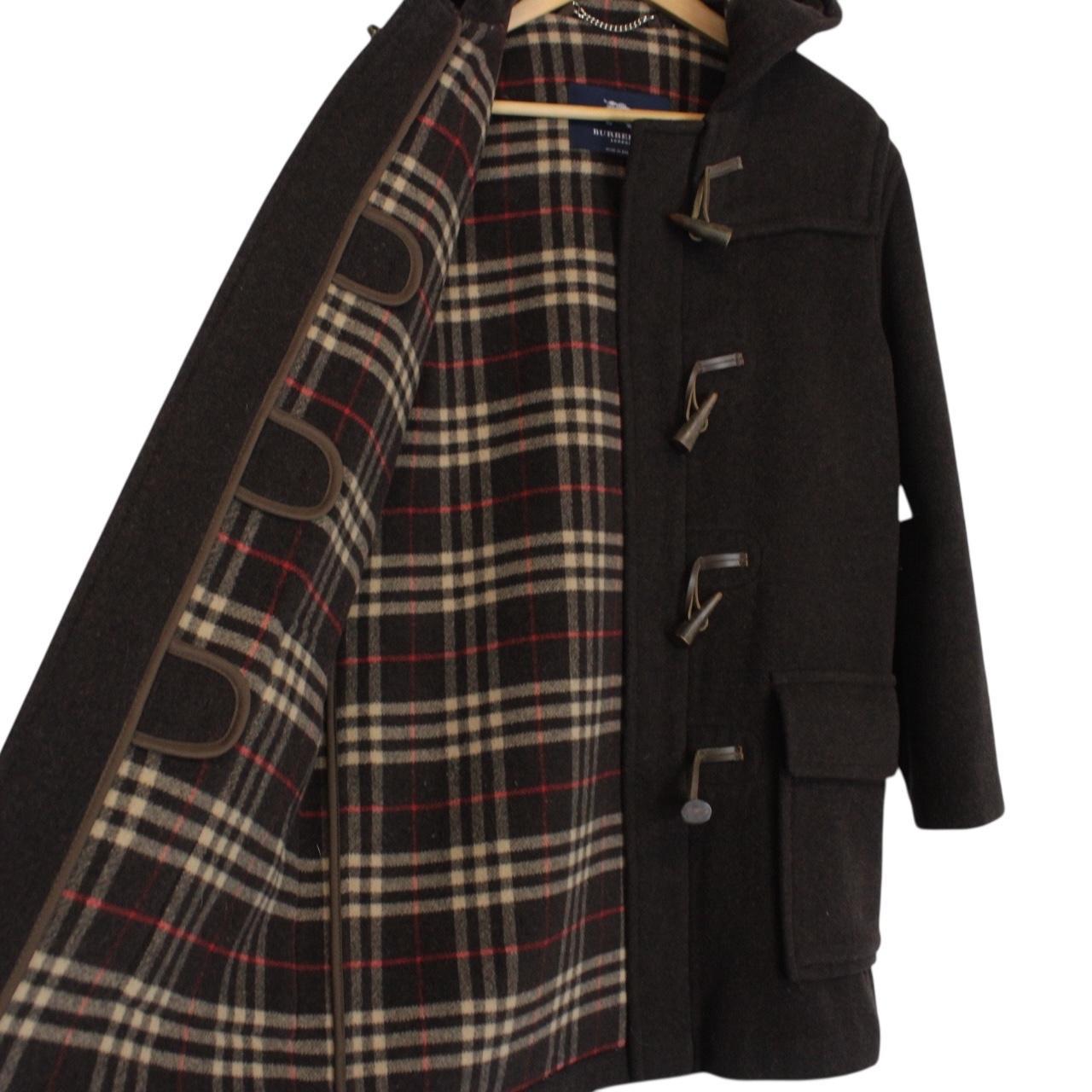 Vintage Burberry London Brown Nova Check Wool Duffle Coat