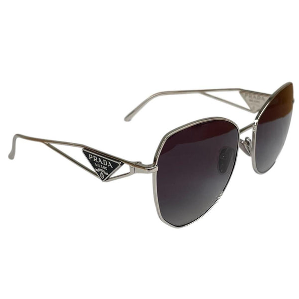 Prada Silver and Gradient Smoky Gray Irregular Sunglasses