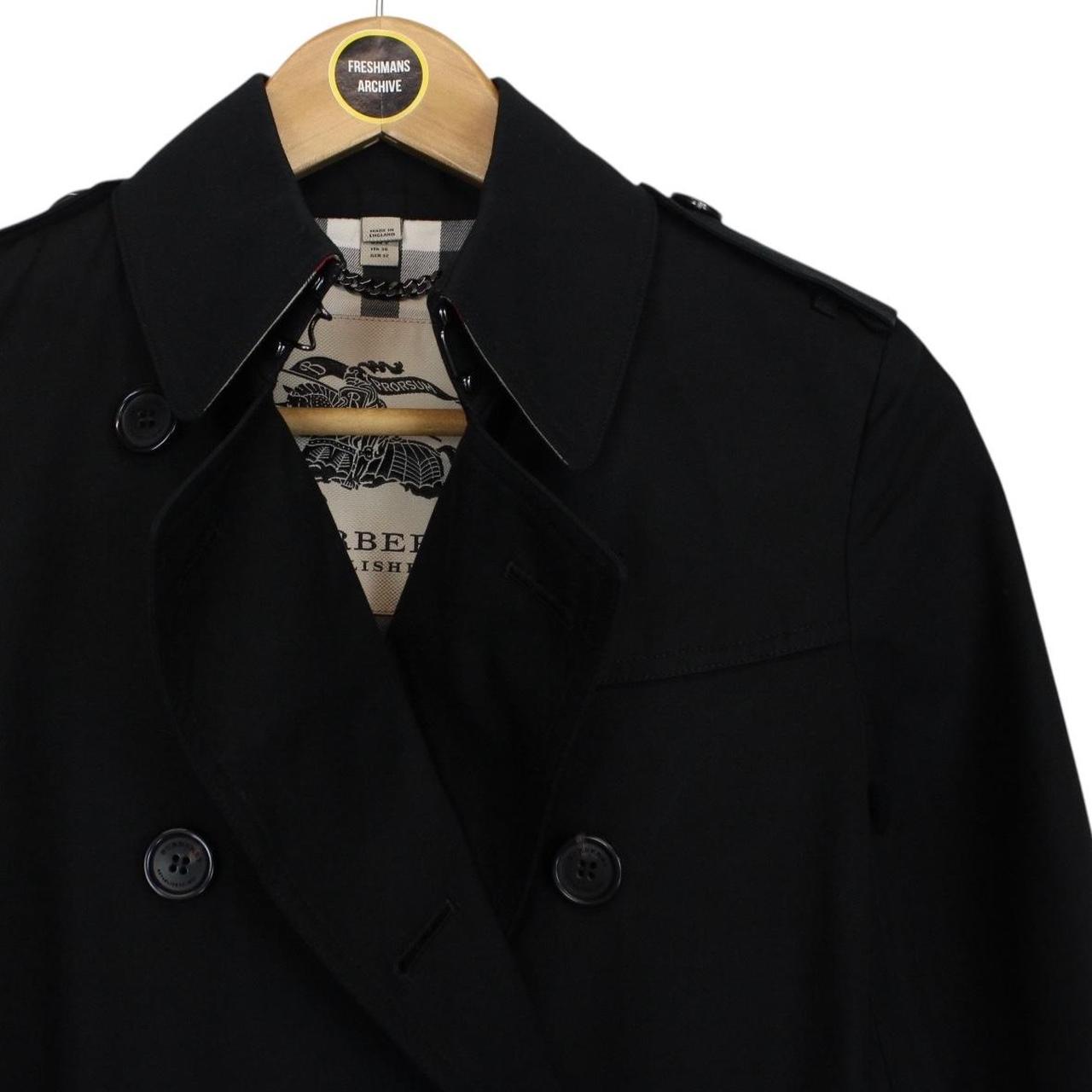 Burberry Black Nova Check Double Breasted Belted Short Trench Coat