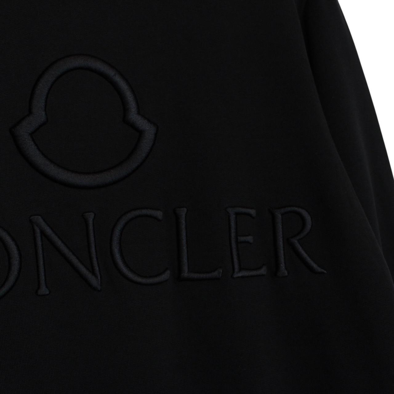 Moncler Maglia Black Embroidered Logo Cotton Sweatshirt Jumper
