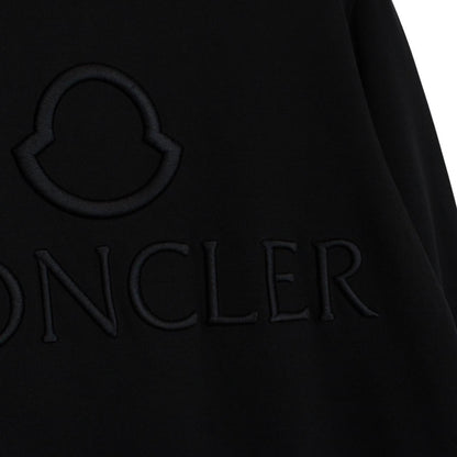 Moncler Maglia Black Embroidered Logo Cotton Sweatshirt Jumper
