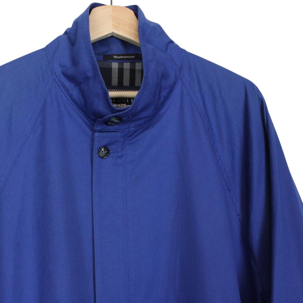 Vintage 90s Burberry Blue Nova Check Lined Cotton Harrington Jacket