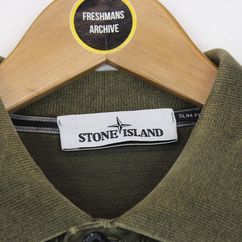 Stone Island SS 2017 Khaki Green Short Sleeve Compass Polo Shirt