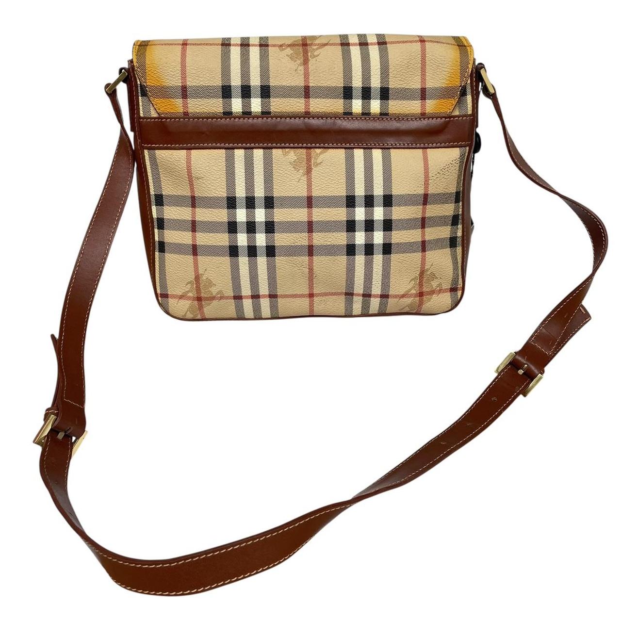 Vintage Burberry Beige and Brown Nova Check Crossbody Messenger Bag