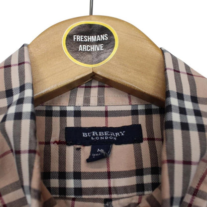 Vintage Burberry London Beige Nova Check Short Sleeve Cotton Shirt