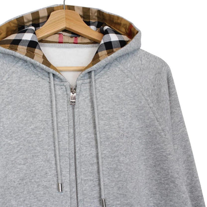 Burberry Grey Nova Check Full Zip Cotton Hoodie Jumper