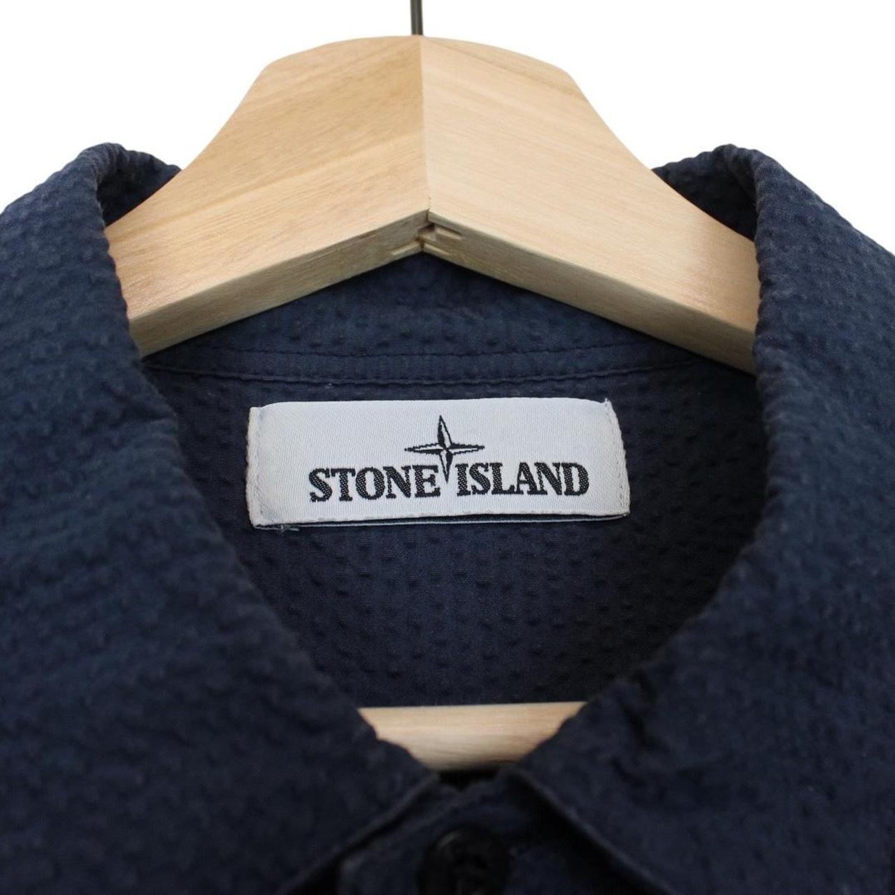 Stone Island SS 2020 Navy Blue 3D Cotton Short Sleeve Tela Shirt