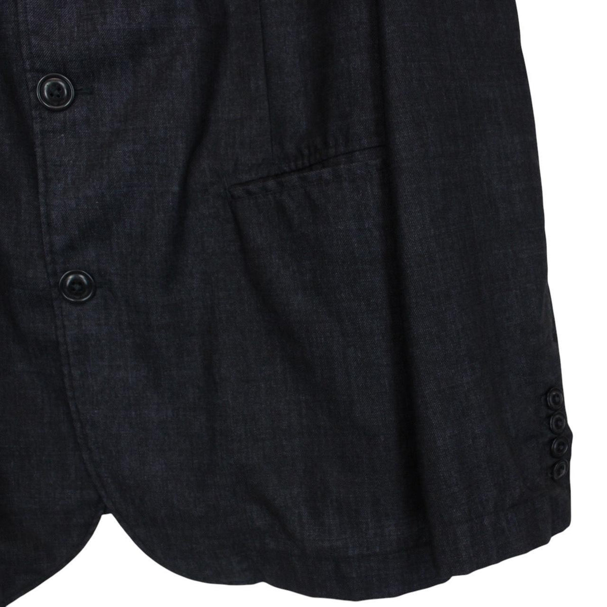 CP Company navy blue jacket garment dyed wool with logo details and gum finish.