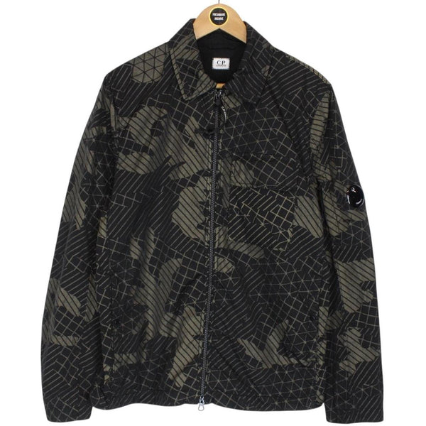 CP Company Black Full Zip Camo Net Lens Overshirt Jacket