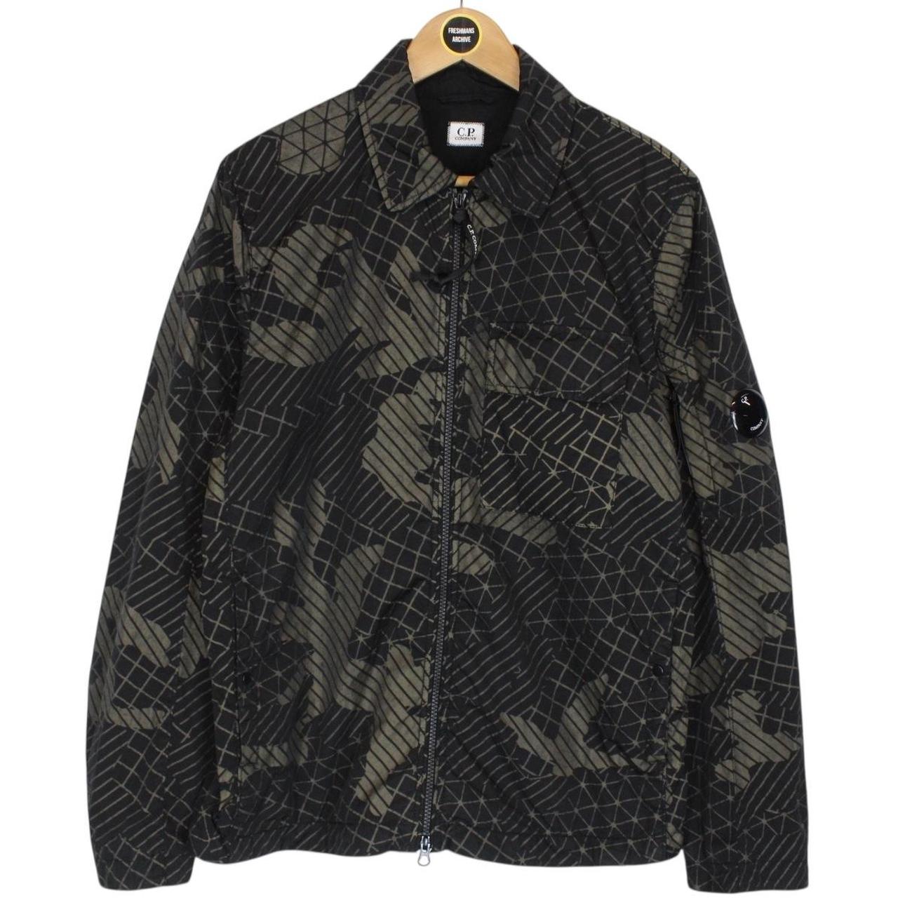 CP Company Black Full Zip Camo Net Lens Overshirt Jacket