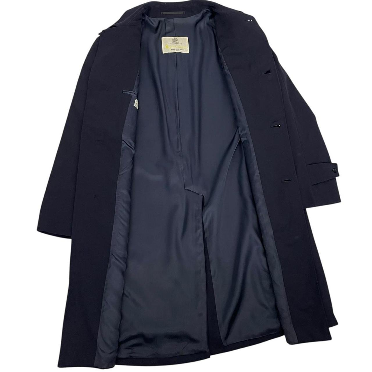 Vintage 90s Aquascutum Navy Blue Virgin Wool Overcoat