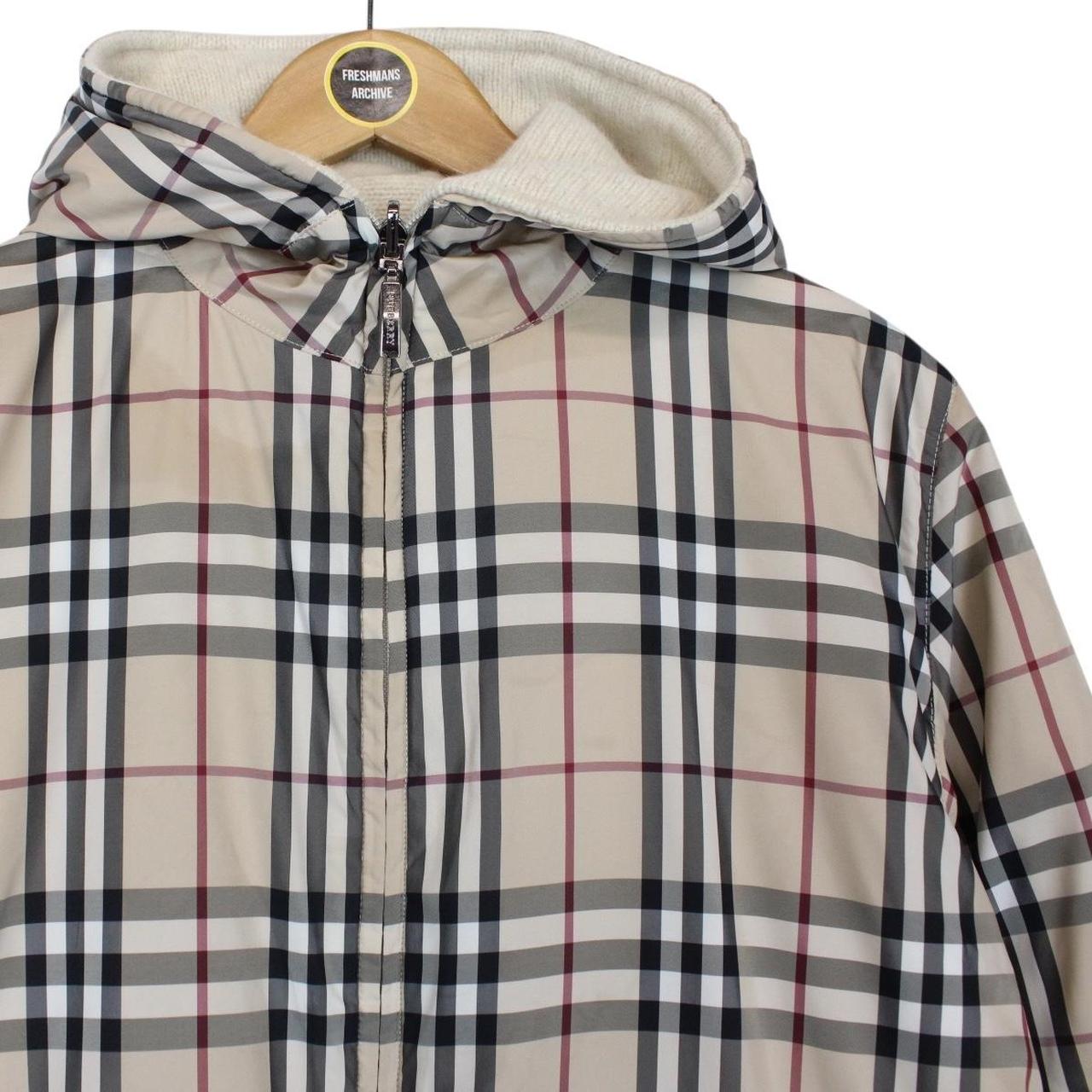 Vintage 90s Burberry Beige and Cream Nova Check Reversible Wool Jacket