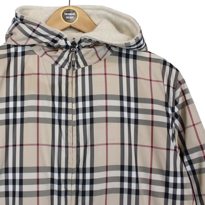 Vintage 90s Burberry Beige and Cream Nova Check Reversible Wool Jacket