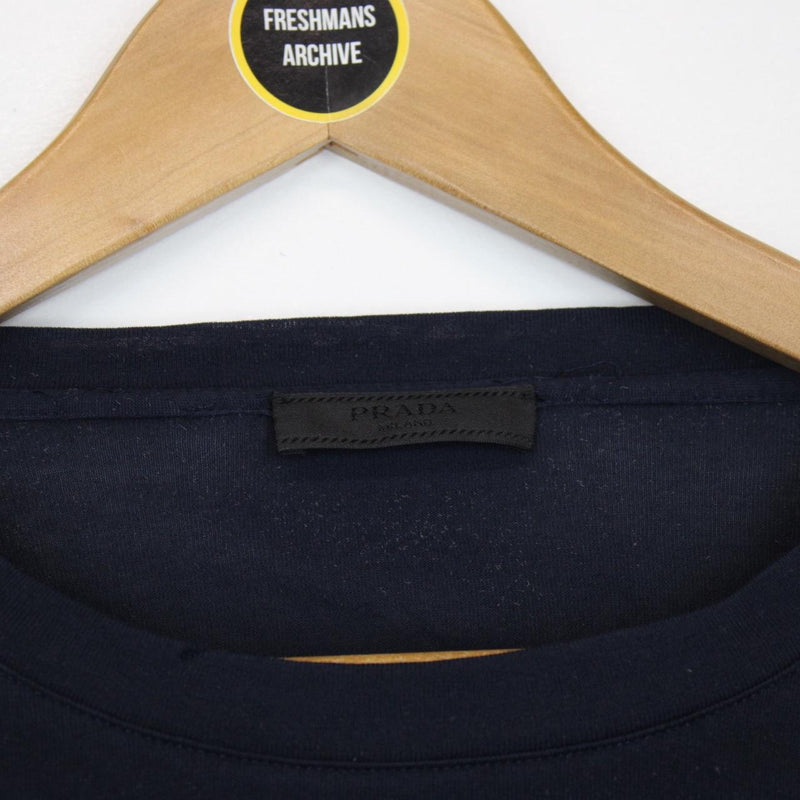 Prada 2019 Navy Blue Short Sleeve Nylon Pocket T-Shirt
