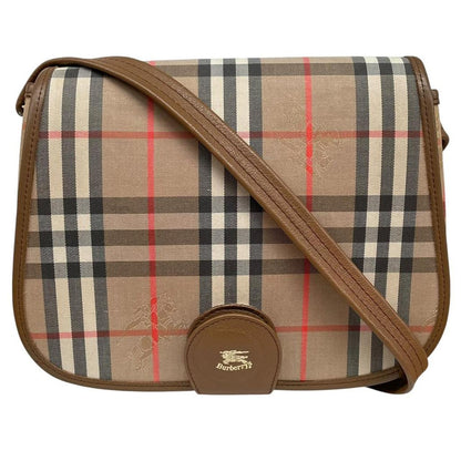 Burberry Tan and Brown Nova Check Leather and Canvas Satchel Shoulder Bag