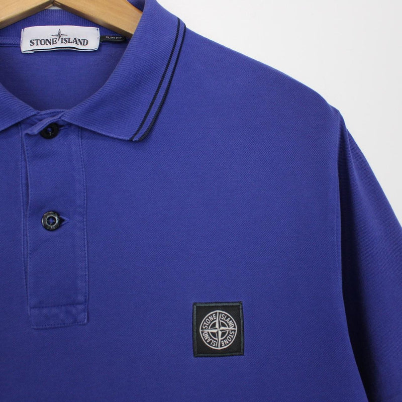 Stone Island Blue Short Sleeve Compass Polo Shirt