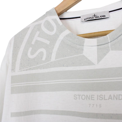 Stone Island AW 2022 White Short Sleeve Cotton Logo Print T-Shirt