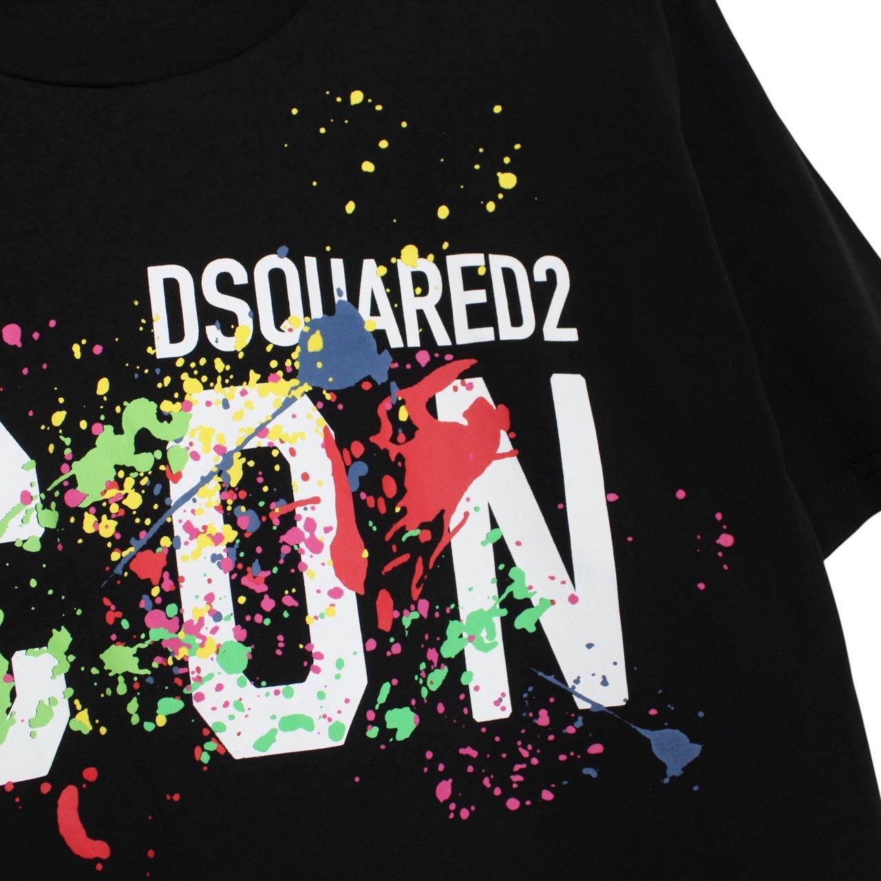 Dsquared2 Black and Multicoloured Paint Splatter Print Short Sleeve T-Shirt