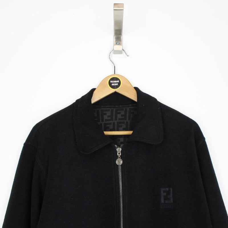 Vintage 90s Fendi Black Zucca Monogram Reversible Jacket