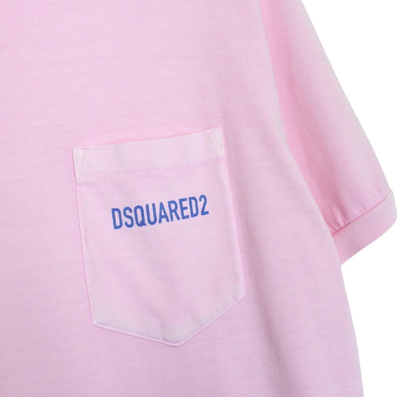 Dsquared2 Pink and Blue Logo Print Short Sleeve T-Shirt