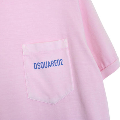 Dsquared2 Pink and Blue Logo Print Short Sleeve T-Shirt