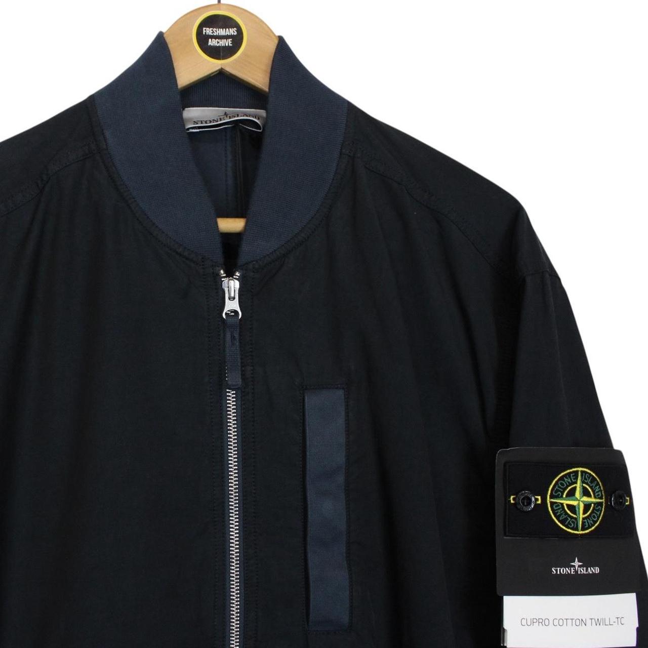 Stone Island SS 2023 Navy Blue Cupro Cotton Twill-TC Bomber Jacket
