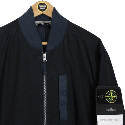 Stone Island SS 2023 Navy Blue Cupro Cotton Twill-TC Bomber Jacket
