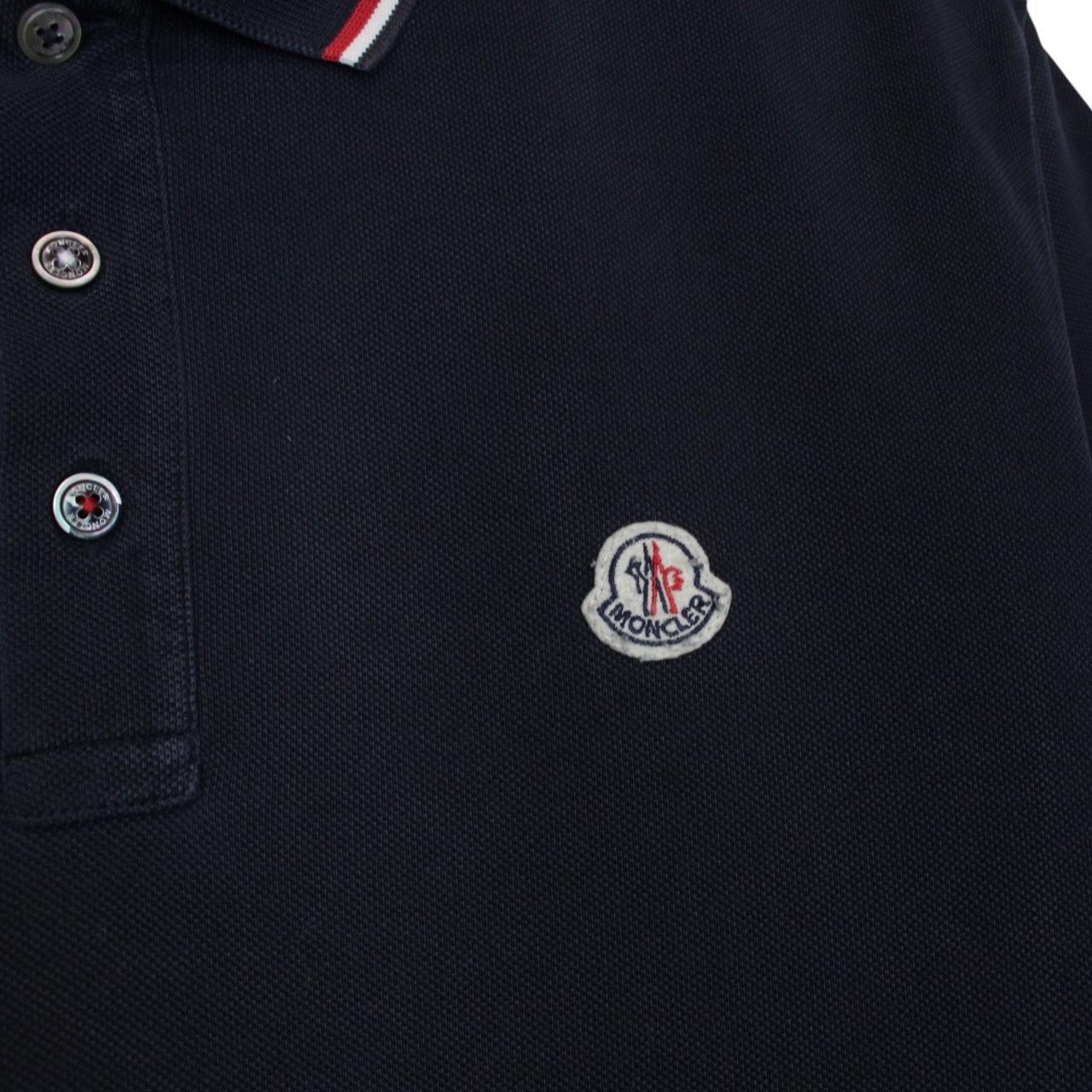 Moncler Maglia Manica Corta Navy Blue Short Sleeve Cotton Polo Shirt