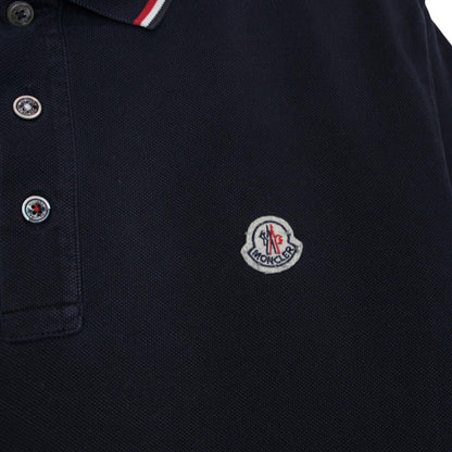 Moncler Maglia Manica Corta Navy Blue Short Sleeve Cotton Polo Shirt