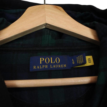 Polo Ralph Lauren black hoodie with gold embroidered Polo Match logo and drawstring.
