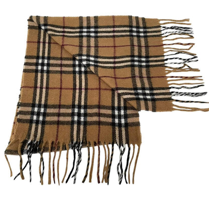 Vintage 90s Burberry Tan Brown Nova Check Lambswool Scarf