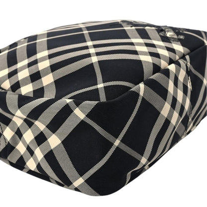 Burberry black and white EKD check canvas duffel bag with logo detail.