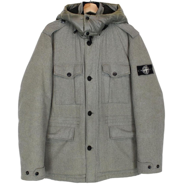 Stone Island Grey Ice Wool Blend Down Field Jacket
