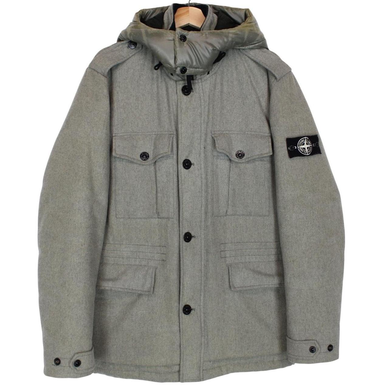 Stone Island Grey Ice Wool Blend Down Field Jacket