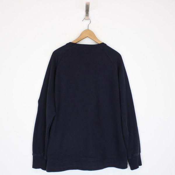 CP Company Navy Blue Diagonal Fleece Cotton Lens Sweatshirt Jumper