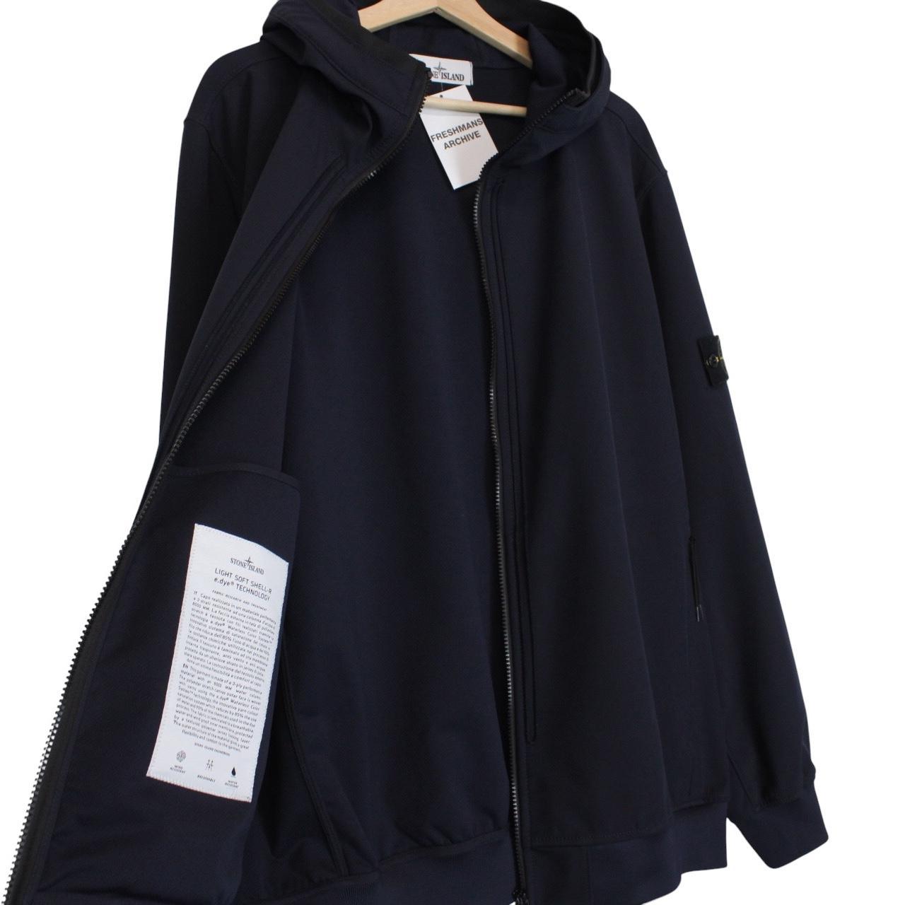 Stone Island SS 2022 Navy Blue Light Soft Shell-R Full Zip Jacket