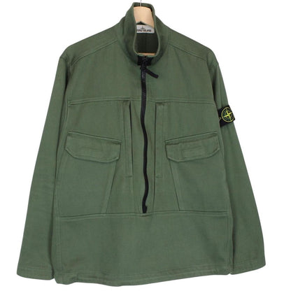 Stone Island AW 2021 Green 1/2 Zip Cotton Smock Jacket