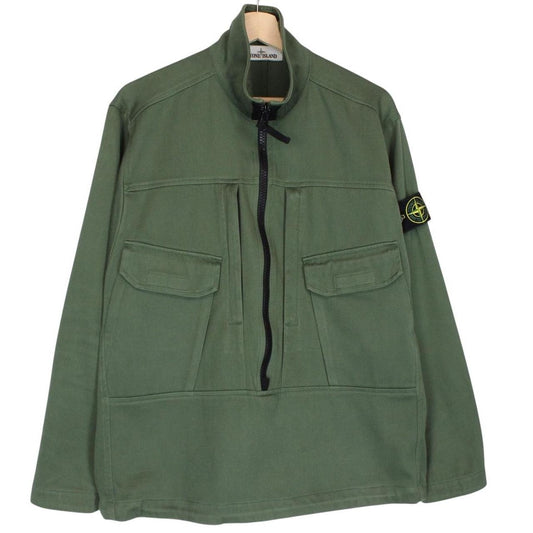 Stone Island AW 2021 Green 1/2 Zip Cotton Smock Jacket