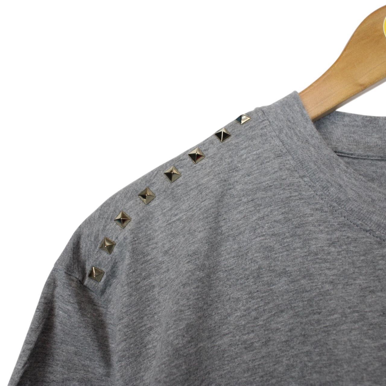 Valentino Grey Rockstud Cotton Short Sleeve T-Shirt