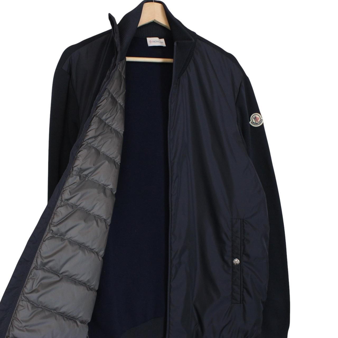Moncler Navy Blue Full Zip Cotton/Nylon Down Tricot Cardigan Jacket