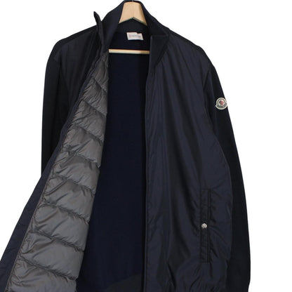 Moncler Navy Blue Full Zip Cotton/Nylon Down Tricot Cardigan Jacket
