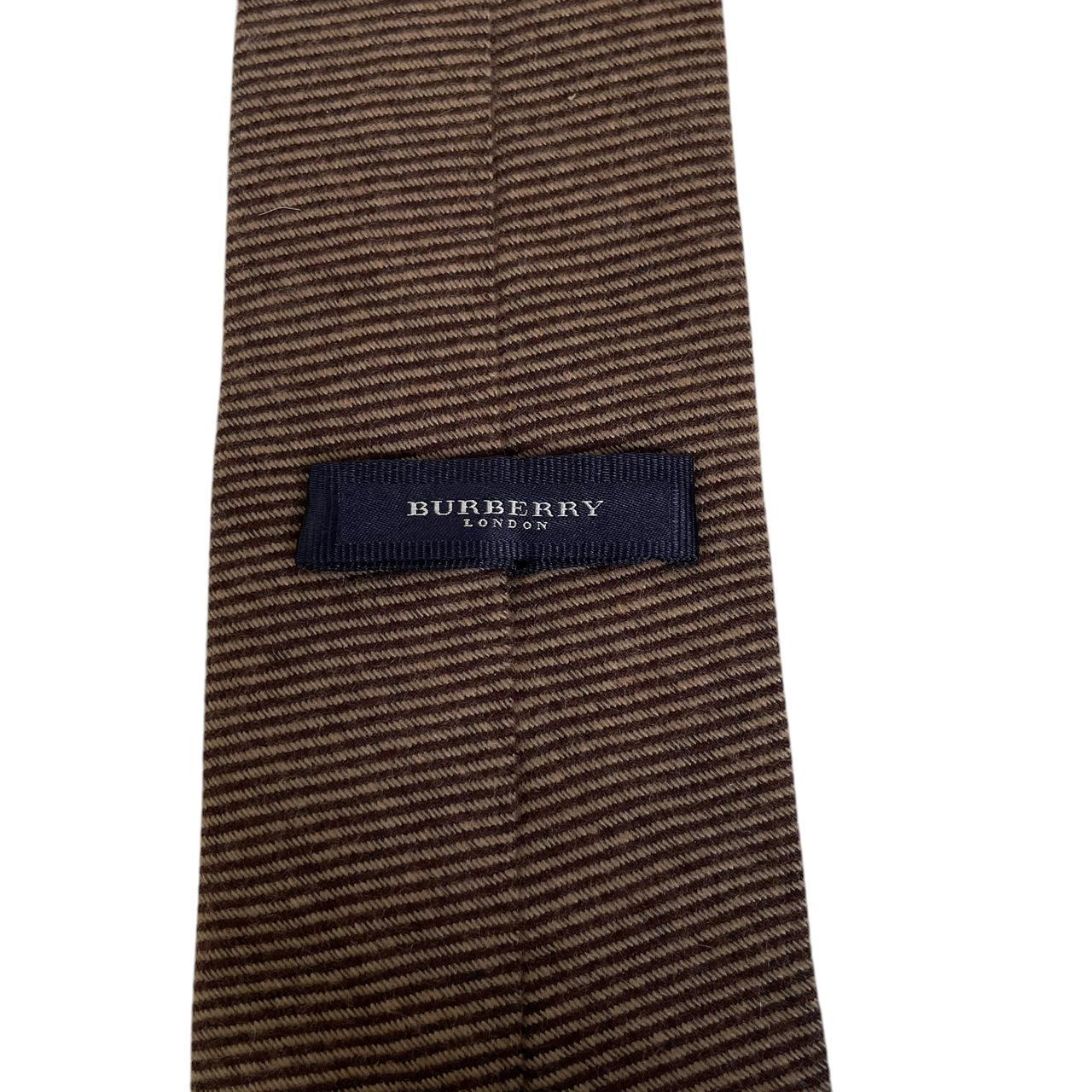 Vintage Burberry London Brown Striped Cashmere/Silk Tie